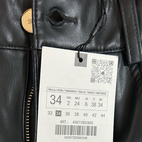 Nwt- Zara- faux leather pants -Sz 2 - Picture 5 of 5